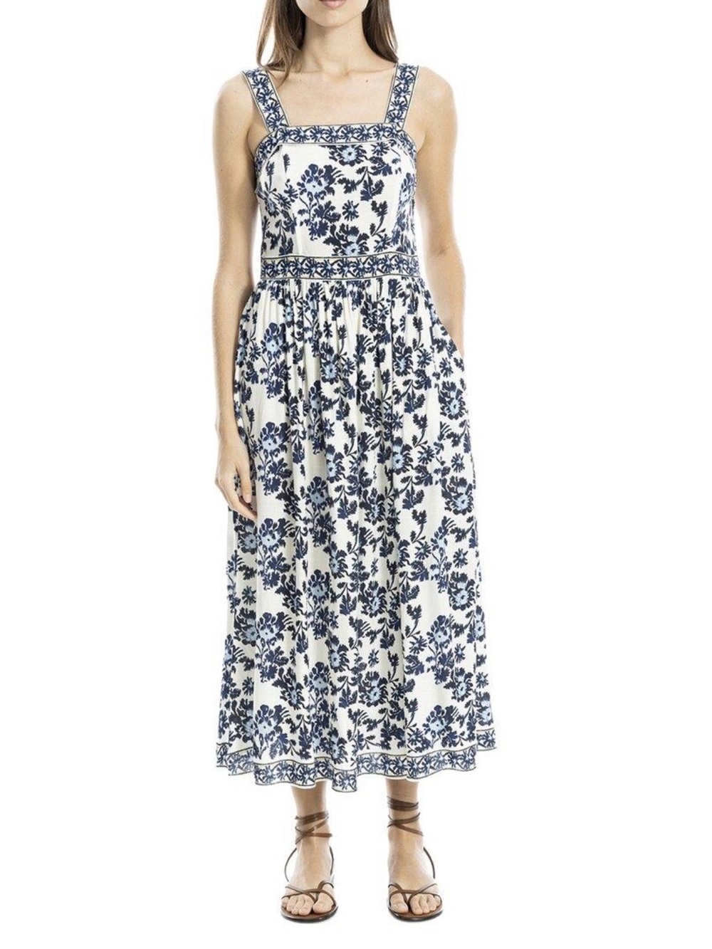 💙 Max Studio London: Sleeveless Straight Neck Maxi Dress. L. NWT. 💙